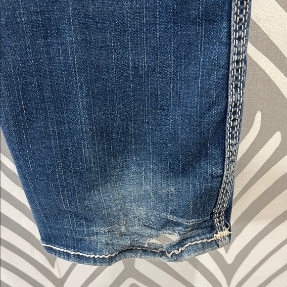 True Religion Blue Billy Big QT Straight Leg Jeans with Distressed Details - Picture 7 of 10